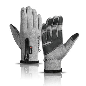 Deep Blue Ice Fishing Gloves designed for winter activities, featuring waterproof protection, skidproof palms, touchscreen-compatible fingertips, and a soft fleece lining. Perfect for ice fishing, skiing, cycling, and outdoor adventures in cold weather.