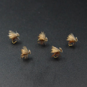 Abound Elk Hair Caddis Dry Flies - 6 Pack, Size 14, Brown/Tan, premium fly fishing lures for trout, steelhead, and grayling with natural elk hair for superior buoyancy.