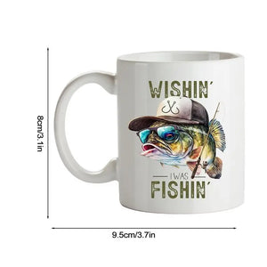 Fishing Coffee Mug - Funny 'I'd Rather Be Fishing' Ceramic Cup for Anglers, 11 oz Gift for Fishermen, Perfect for Coffee, Tea, or Beer - Durable, Microwave and Dishwasher Safe, Ideal Fishing Gift