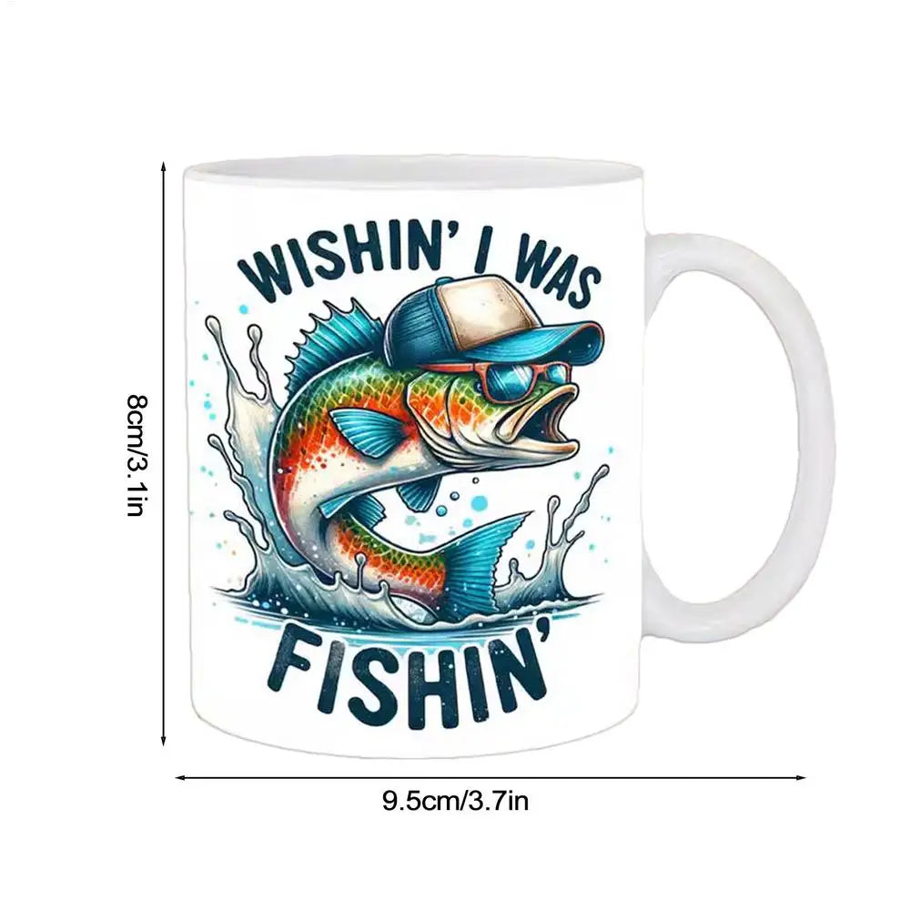 Fishing Coffee Mug - Funny 'I'd Rather Be Fishing' Ceramic Cup for Anglers, 11 oz Gift for Fishermen, Perfect for Coffee, Tea, or Beer - Durable, Microwave and Dishwasher Safe, Ideal Fishing Gift