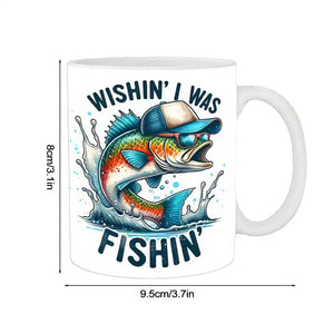 Fishing Coffee Mug - Funny 'I'd Rather Be Fishing' Ceramic Cup for Anglers, 11 oz Gift for Fishermen, Perfect for Coffee, Tea, or Beer - Durable, Microwave and Dishwasher Safe, Ideal Fishing Gift