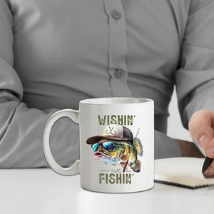 Fishing Coffee Mug - Funny 'I'd Rather Be Fishing' Ceramic Cup for Anglers, 11 oz Gift for Fishermen, Perfect for Coffee, Tea, or Beer - Durable, Microwave and Dishwasher Safe, Ideal Fishing Gift