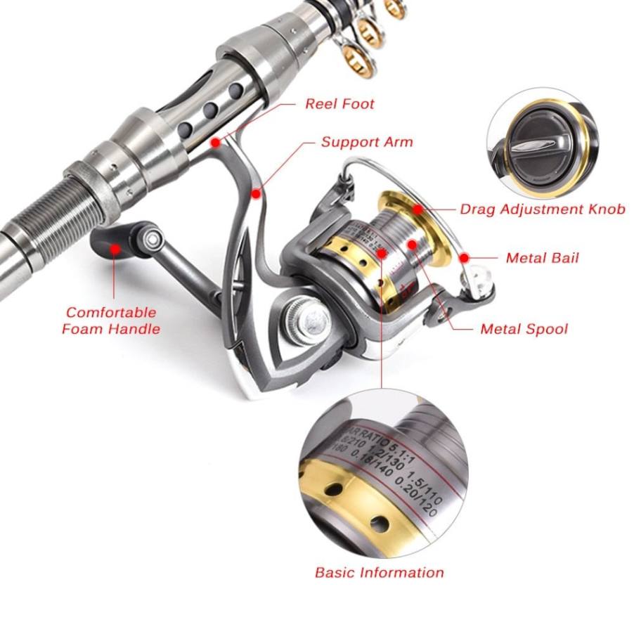 colapsable fishing rod and reel and lures Fishing Rod And Reel