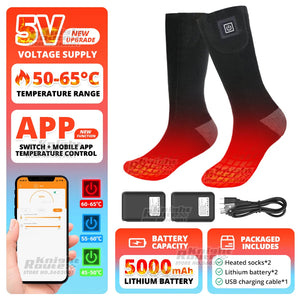 RACEDIV Heated Socks for Ice Fishing – App-Controlled Thermal Socks with 5000mAh Battery, Infrared Heating for Warm Feet in Extreme Cold. Perfect for Ice Fishing, Skiing, Hiking, and Winter Outdoor Activities.