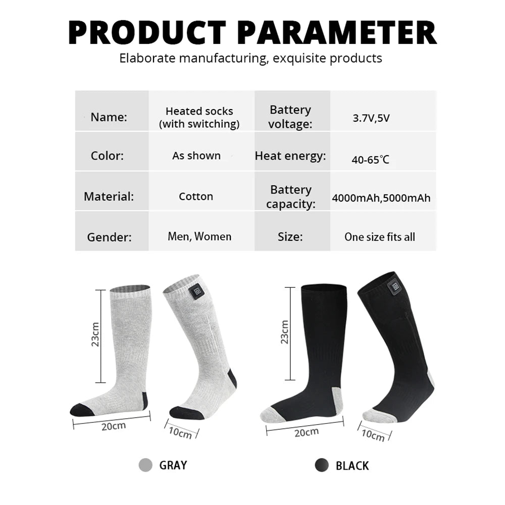 RACEDIV Heated Socks for Ice Fishing – App-Controlled Thermal Socks with 5000mAh Battery, Infrared Heating for Warm Feet in Extreme Cold. Perfect for Ice Fishing, Skiing, Hiking, and Winter Outdoor Activities.