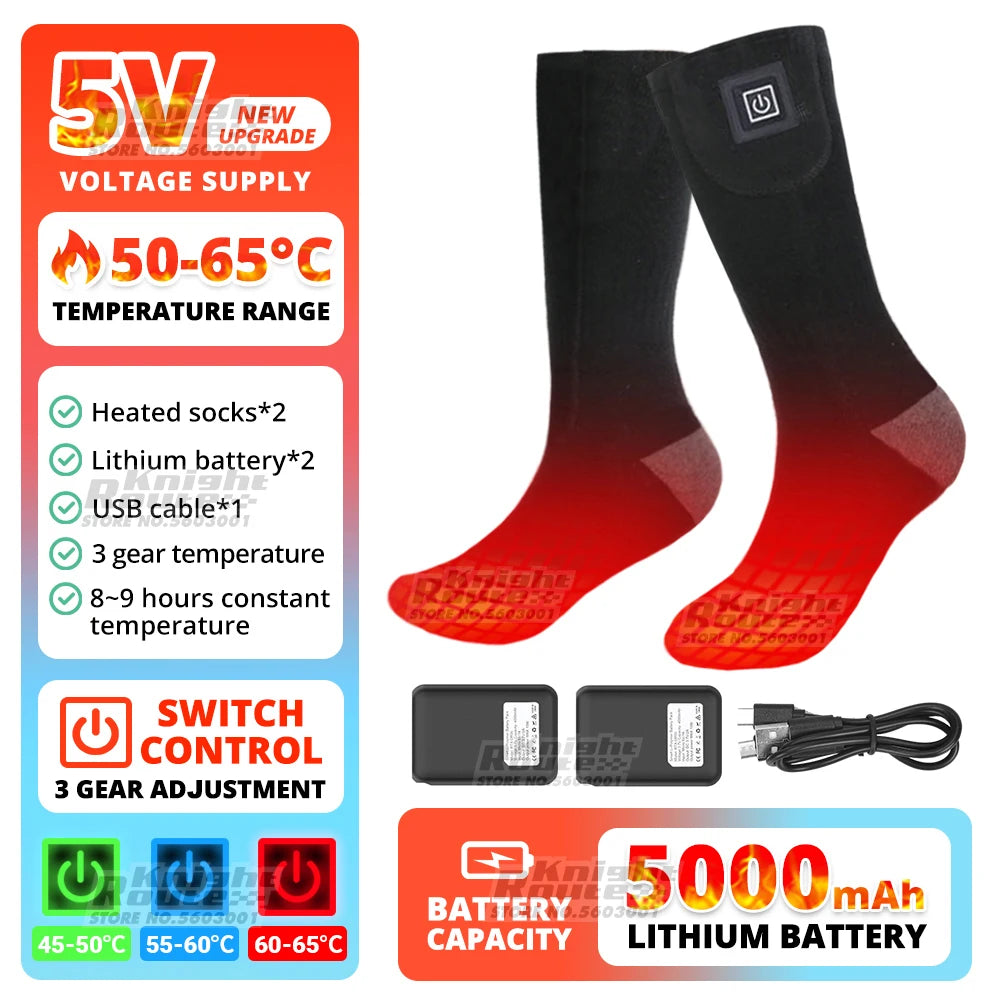 RACEDIV Heated Socks for Ice Fishing – App-Controlled Thermal Socks with 5000mAh Battery, Infrared Heating for Warm Feet in Extreme Cold. Perfect for Ice Fishing, Skiing, Hiking, and Winter Outdoor Activities.