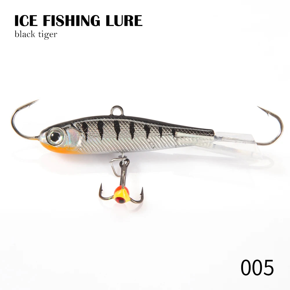 Hunthouse Ice Fishing Lures - Premium winter jigging lures for bass, pike, and perch with vibration action, available in 50mm, 65mm, and 75mm sizes. Perfect for ice fishing in lakes, rivers, and reservoirs.