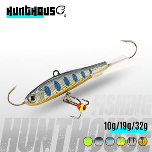 Hunthouse Ice Fishing Lures - Premium winter jigging lures for bass, pike, and perch with vibration action, available in 50mm, 65mm, and 75mm sizes. Perfect for ice fishing in lakes, rivers, and reservoirs.