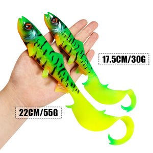 Spinpoler Firebomb Soft Swimbait – Premium soft fishing lure with lifelike eel-style tail, 3D realistic eyes, and seductive swimming action. Perfect for catching big pike, bass, musky, and walleye in lakes, rivers, reservoirs, and saltwater. Available in multiple colors and sizes for maximum versatility.