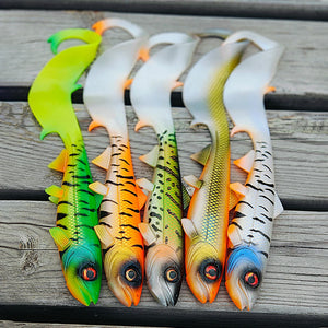 Spinpoler Firebomb Soft Swimbait – Premium soft fishing lure with lifelike eel-style tail, 3D realistic eyes, and seductive swimming action. Perfect for catching big pike, bass, musky, and walleye in lakes, rivers, reservoirs, and saltwater. Available in multiple colors and sizes for maximum versatility.