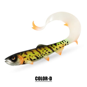 Spinpoler Firebomb Soft Swimbait – Premium soft fishing lure with lifelike eel-style tail, 3D realistic eyes, and seductive swimming action. Perfect for catching big pike, bass, musky, and walleye in lakes, rivers, reservoirs, and saltwater. Available in multiple colors and sizes for maximum versatility.