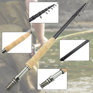 Telescopic Fly Fishing Rod with Carbon Construction, Fast Action, Adjustable Length, and Matching Reel for Portable and Versatile Fishing