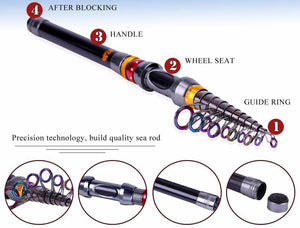 1.8-3.6m Telescopic Hard FRP Carbon Fiber Telescopic Fishing Rod - Deep Blue Fishing Supplies