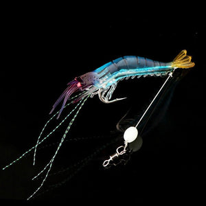 5pcs/lot Luminous Shrimp Soft Lure Artificial Silicone Bait - Deep Blue Fishing Supplies
