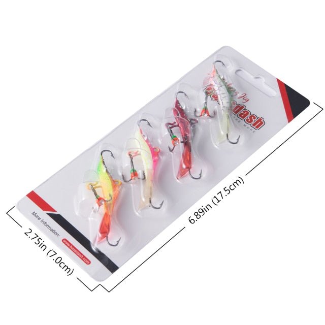 Bassdash Ice Fishing Lures with Glide Tail Wings - Deep Blue Fishing Supplies