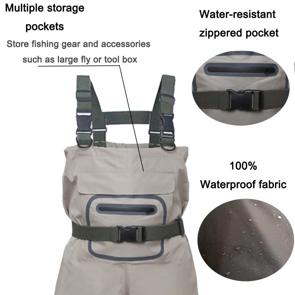 Lightweight Breathable Fly Fishing Chest Waders for Men and Women - Deep Blue Fishing Supplies